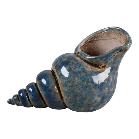 Snäcka i keramik, 12,5cm, blå