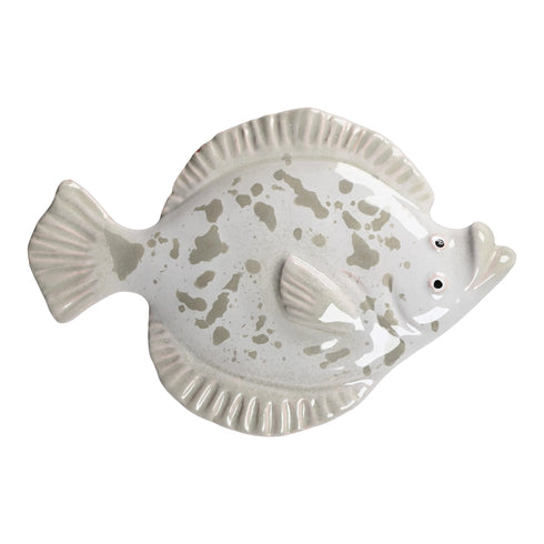 Plattfisk, H9cm, Keramik, Grå