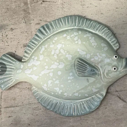 Plattfisk, W18,8cm Keramik, Blå