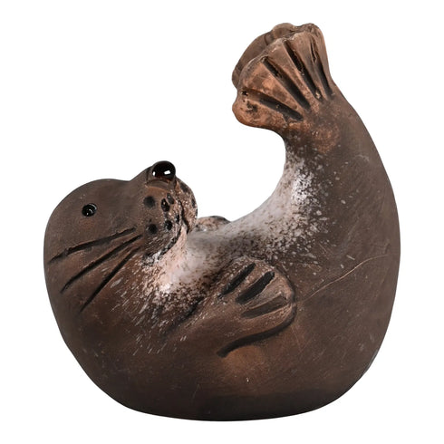 Säl, H9,1cm, Keramik, Brun