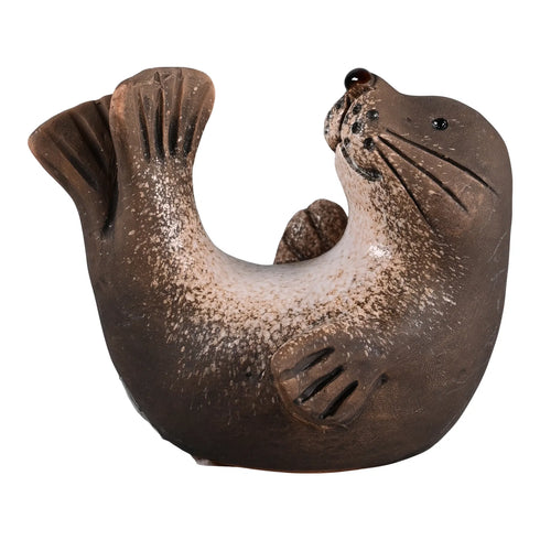 Säl, H9cm, Keramik, Brun