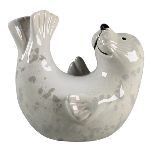 Säl i keramik, H12 cm, Grå