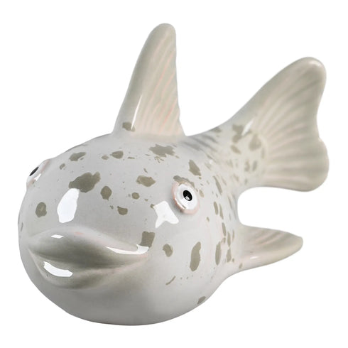 Fisk, H8cm Keramik, Grå