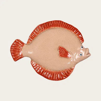 Flatfish, H 1.8 cm, Ceramics, Red