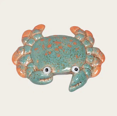 Crab, H 2.3 cm, Ceramic, Blue/Orange