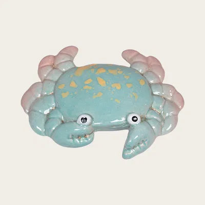 Crab, H 2.3 cm, Ceramic, Blue