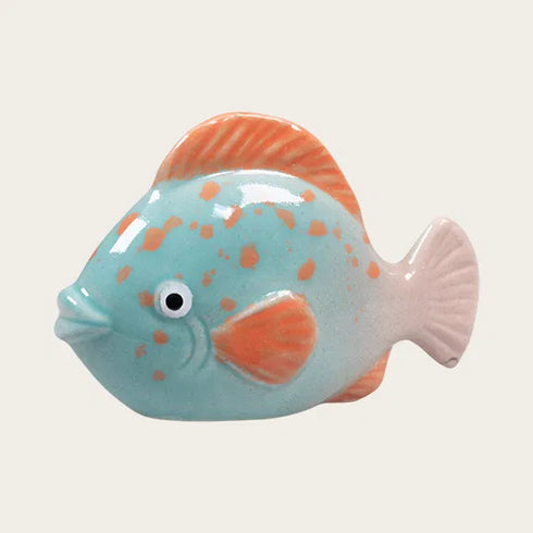 Fish, H 8.3 cm, Ceramic, Blue/Orange