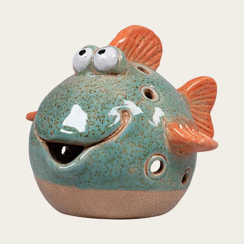 Fish, H 17.4 cm, Ceramic, Blue