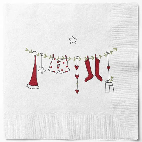 Servetter, 3-lags, Vit, Julstrumpor, Christmas Ornaments