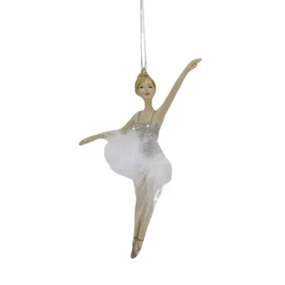 Balettflicka, H13cm, Polyresin, Vit