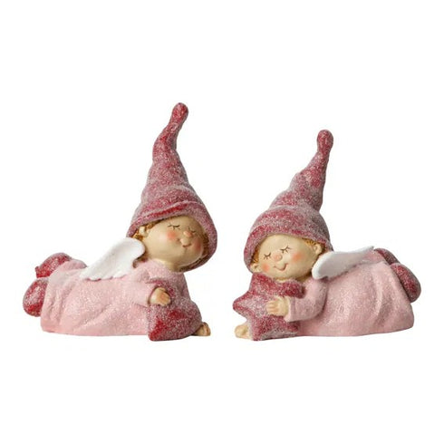 Änglar, H10cm, Poly, Rosa/Vit, 2ass