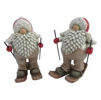 Tomtar på skidor, H 10,5cm, 2 varianter, Brun