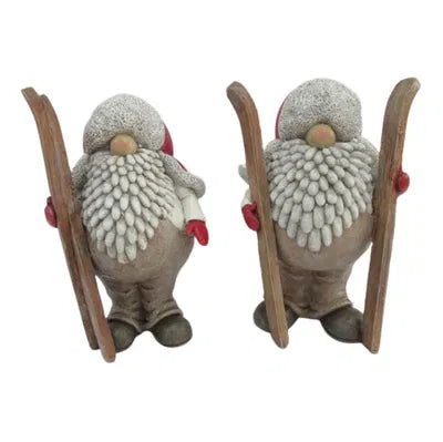 Tomtar med skidor, H 16,5cm, 2 varianter, Brun