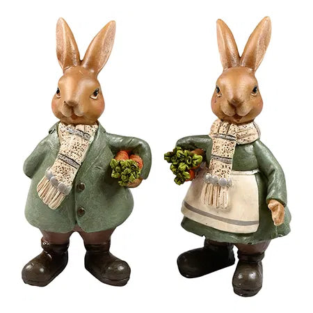 Påskhare, H 10,5 cm, 2ass, Grön/Vit
