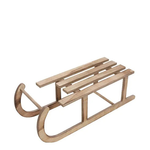 Släde för dekoration, H10cm Trä, Brun