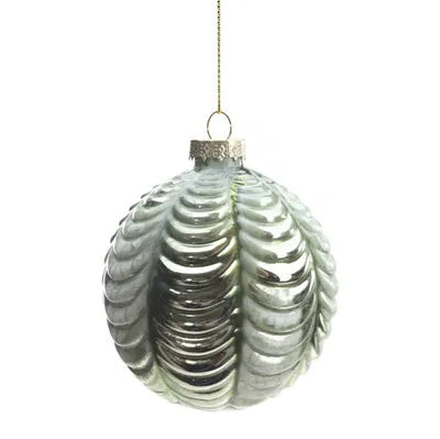 Julkula i glas, Silver, vågor, Dia8cm, Silver