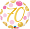 18" ROUND QX FOIL PRINT 001CT 70 PINK & GOLD DOTS