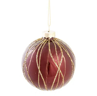 Julkula i glas, Boll, Dia8cm, Röd