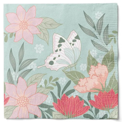 Servetter, 3-lags, Grön, Fjäril, Natural Spring