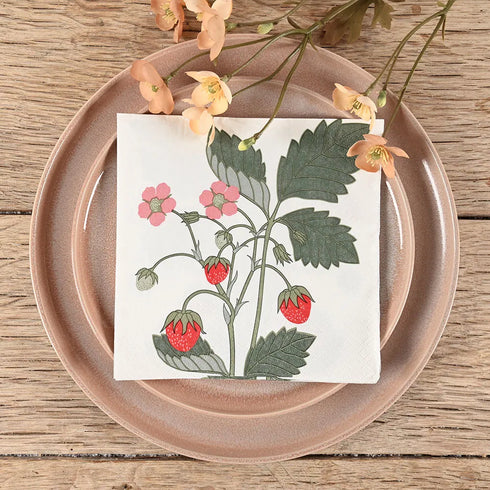 Servetter, 3-lags, Vit, Smultron