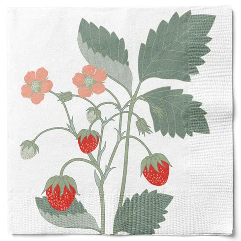 Servetter, 3-lags, Vit, Smultron