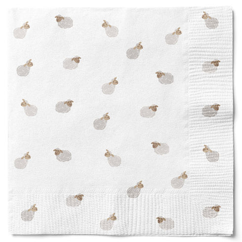 Servetter, 3-lags, Vit, Lamm, Happy Easter