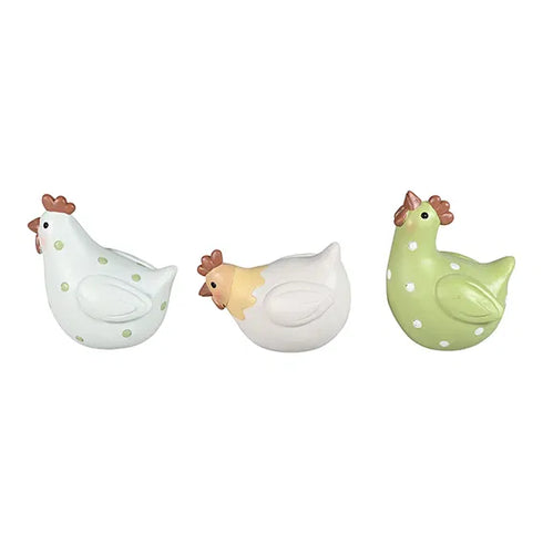 Kyckling, H 8cm, Grön/Grå/Vit Happy Easter