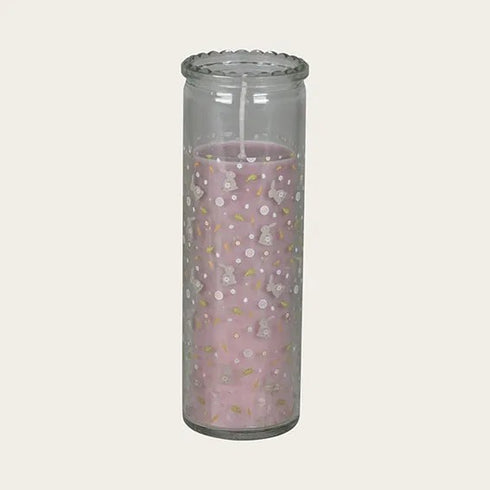 Candle in glass, H 16.5 cm, diam. 5.5 cm, Happy Easter
