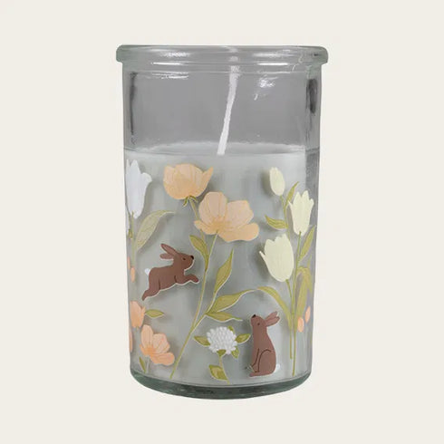 Ljus i glas,Påskharar, H 10cm, Grön