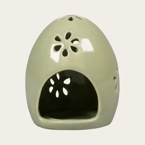 Ljusstake för värmeljus, H 9cm, Keramik, Grön