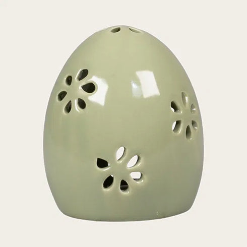 Ljusstake för värmeljus, H 9cm, Keramik, Grön