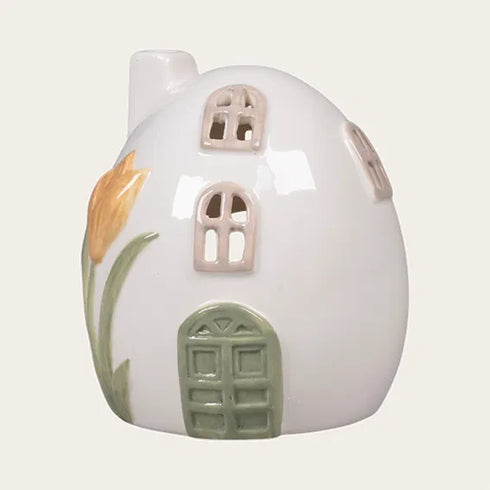 Tealight holder, H 10cm, Ceramic, White