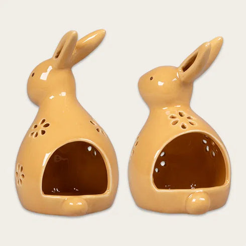 Ljusstake för värmeljus, H 13,6/11,3cm, Keramik, Gul, 2ass