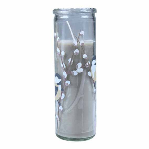 Naturlig vår, ljus i glas, med fåglar