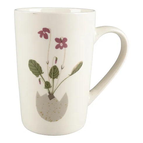 Mugg, m. handtag, naturlig vår med blomma