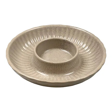 Ljusstake, H 3.2cm, Dia. 16.3cm, för ljus dia 6cm, beige