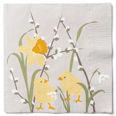 Servetter, 3-lags, Berige, Kycklingar, Natural Easter