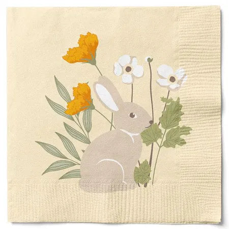 Servetter, 3-lags, Gul, Påskhare, Natural Easter