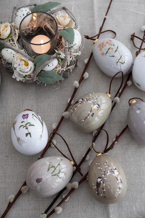 Påskägg, H 8cm, Dia. 6,5cm, 2/låda/låda, Vit, Natural Easter