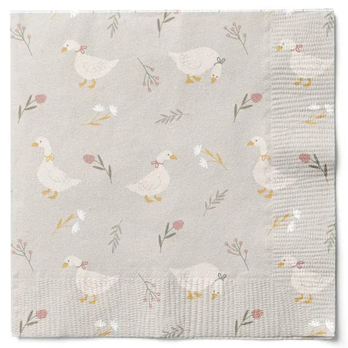 Servetter, 3-lags, Grå, Påskgås