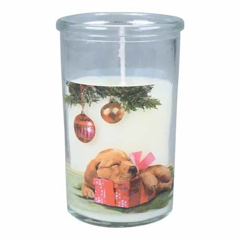 Ljus i glas, Cosy Christmas, H10cm, Vit