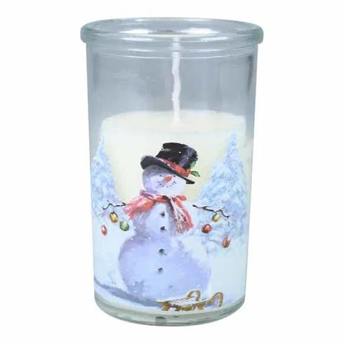 Ljus i glas, Cosy Christmas, Snögubbe, H10cm, Vit