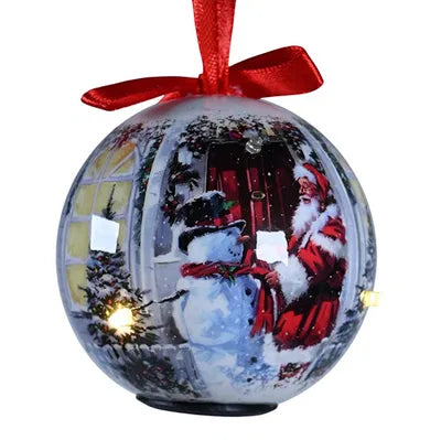 Julkula med LED, Tomte & Snögubbe, Dia7,5cm, Styrofoam