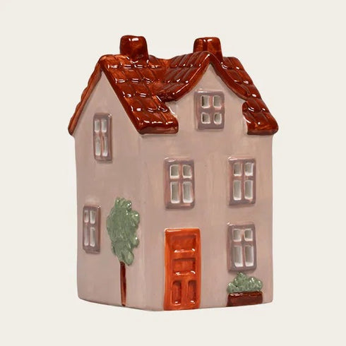 Ceramic house, Pink, H 11.8cm