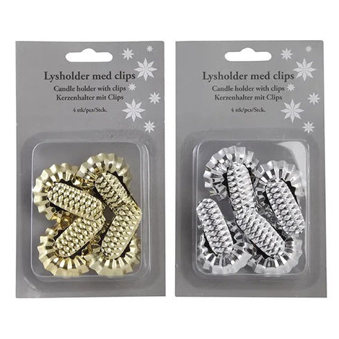 Ljushållare för trädljus, Guld/ Silver, 2ass