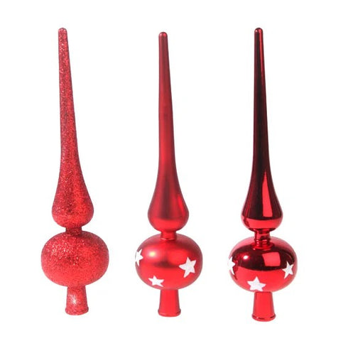 Toppspira till Julgran, Röd, H 26cm, 3ass