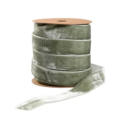 Presentband i sammet, 10m/rll, Grå