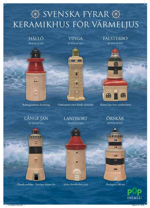 Keramikhus, Landsort fyr, för värmeljus, H 18cm