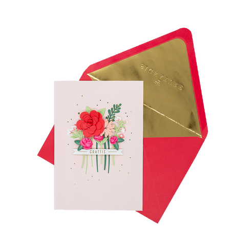 3D Kort Signature Blommor Grattis