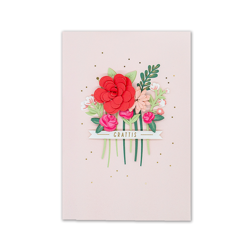 3D Kort Signature Blommor Grattis